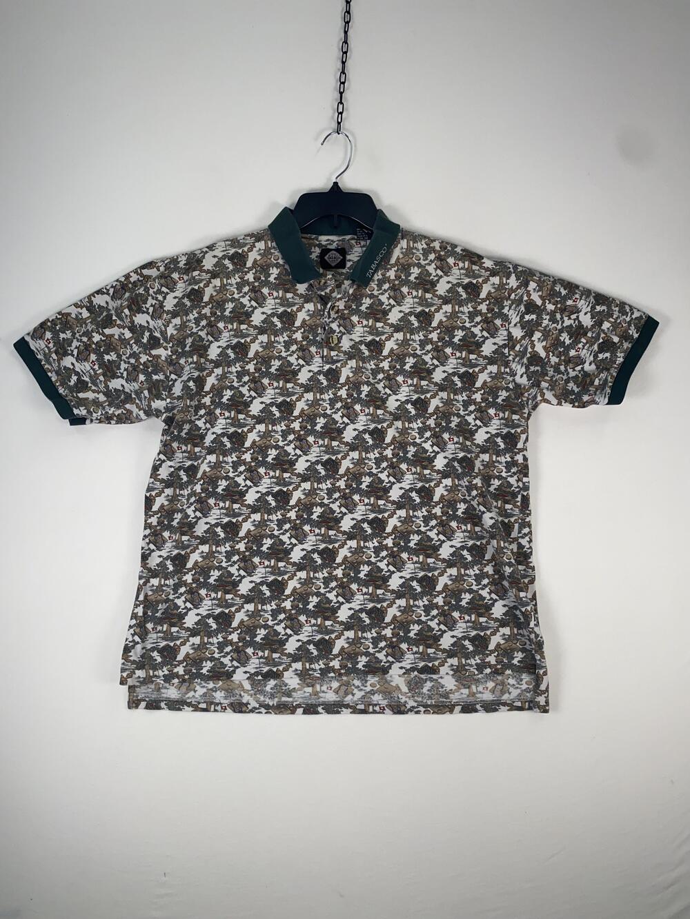 Tabasco Polo Shirt Mens XL Multicolor Golf Graphic 100% Cotton Short Sleeve